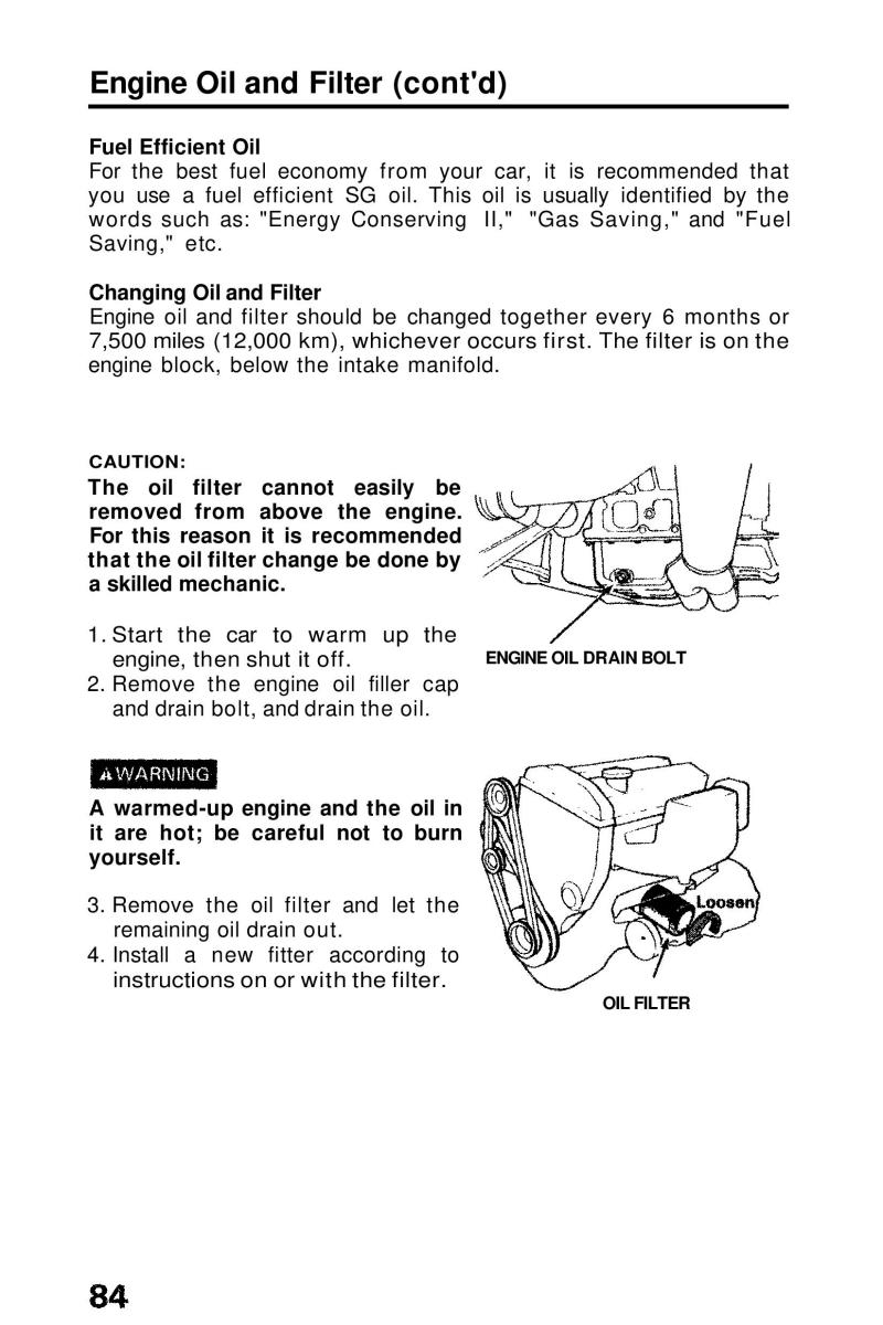 Honda Prelude III 3 owners manual / page 84