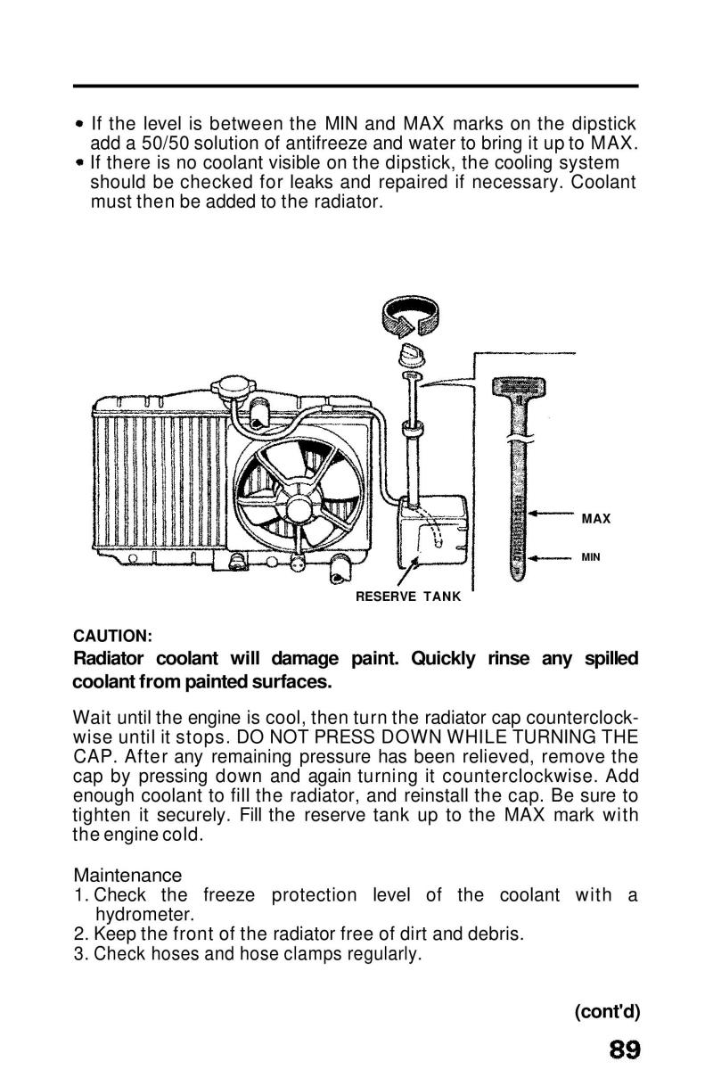 Honda Prelude III 3 owners manual / page 89