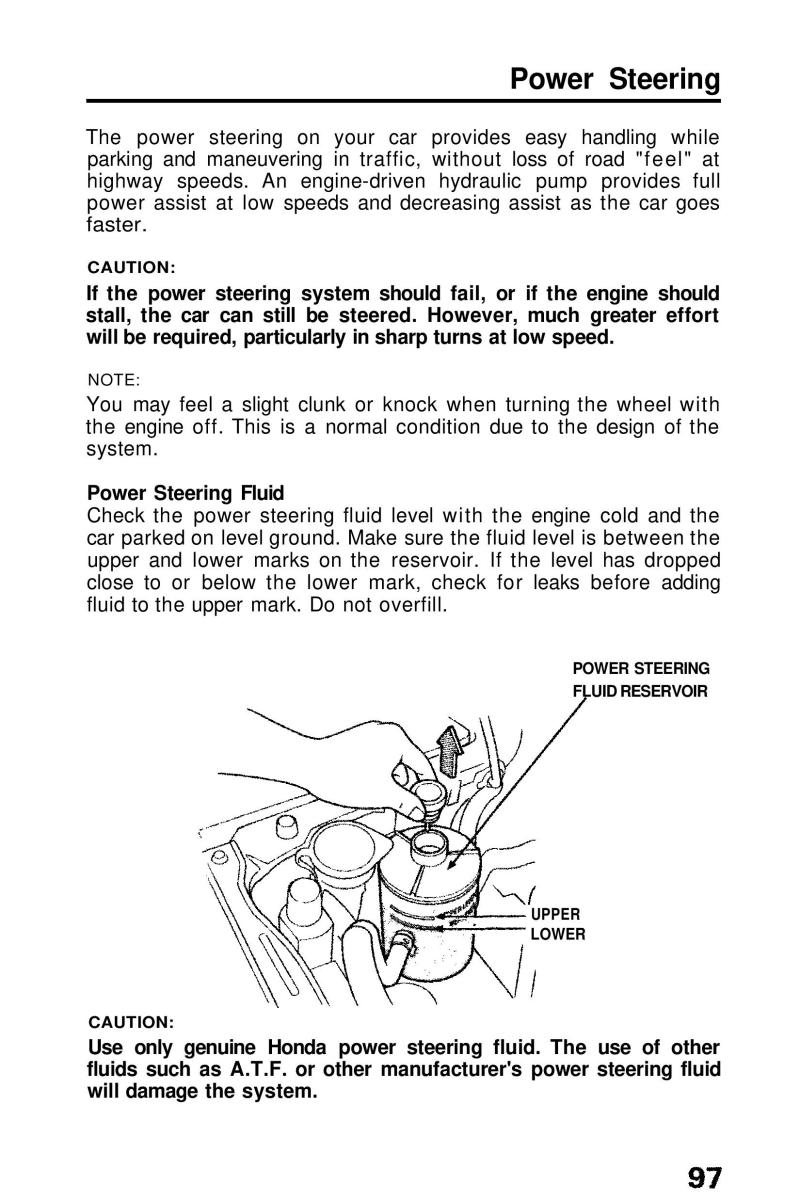 Honda Prelude III 3 owners manual / page 97