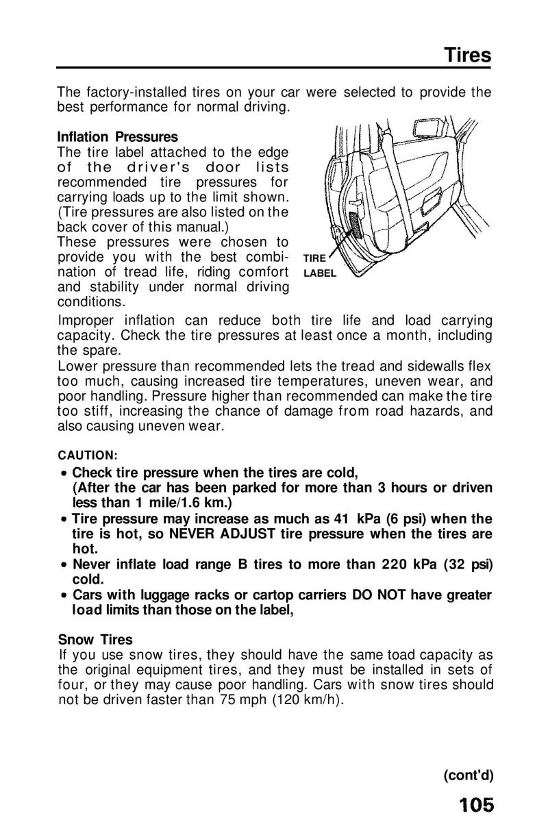 Honda Prelude III 3 owners manual / page 105