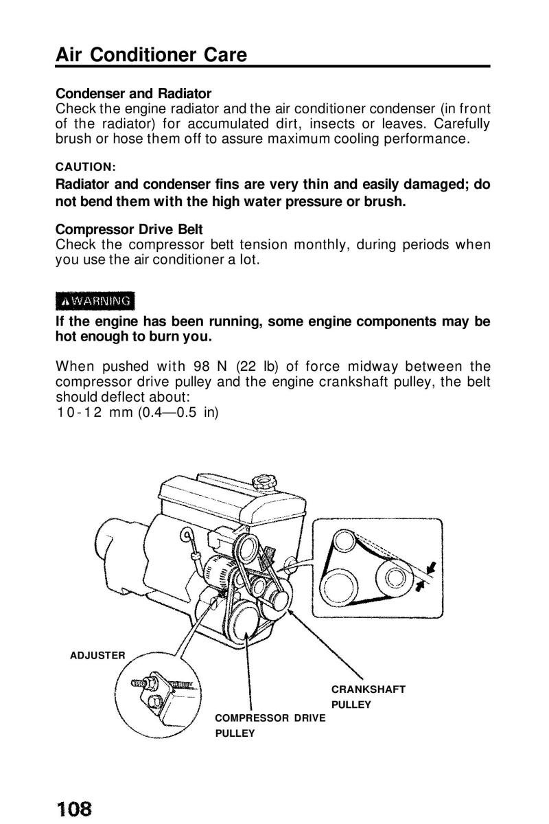 Honda Prelude III 3 owners manual / page 108