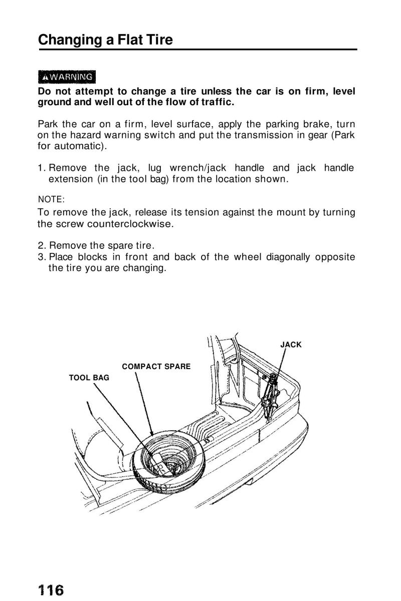 Honda Prelude III 3 owners manual / page 116