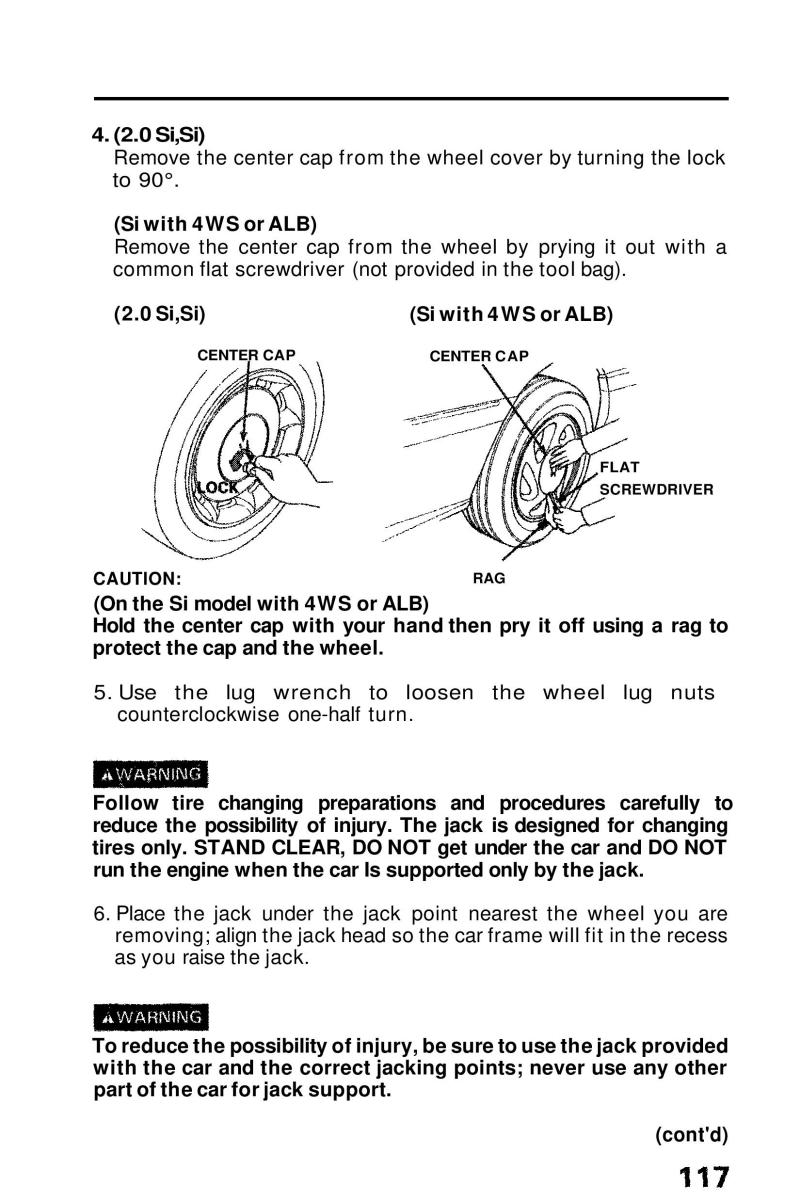 Honda Prelude III 3 owners manual / page 117