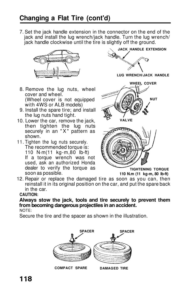 Honda Prelude III 3 owners manual / page 118