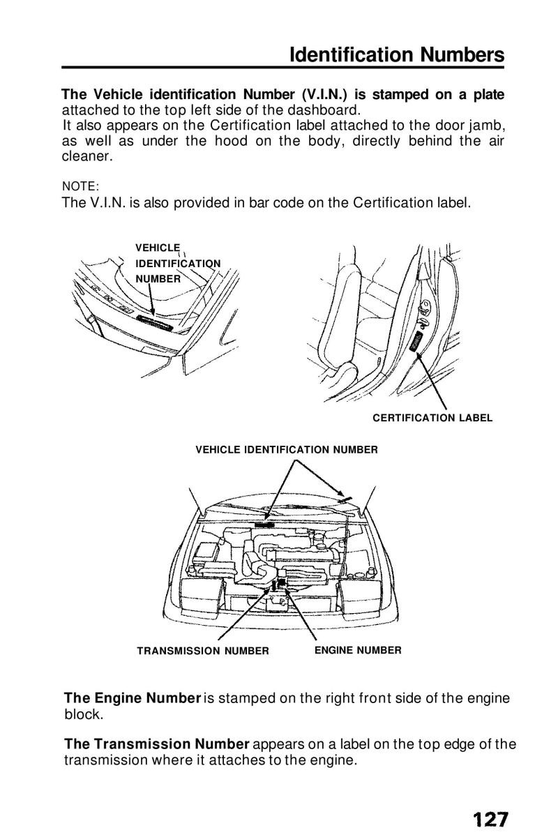 Honda Prelude III 3 owners manual / page 127