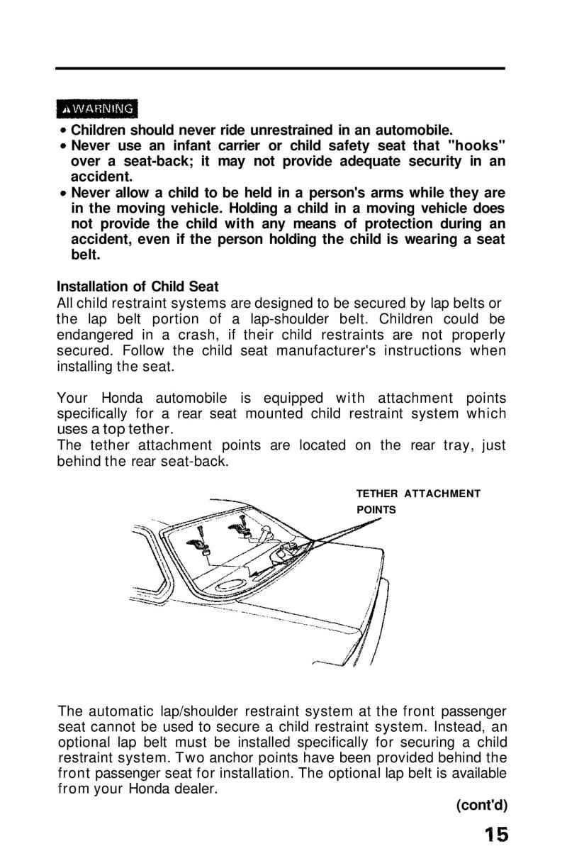 Honda Prelude III 3 owners manual / page 15