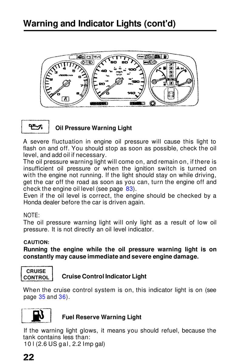 Honda Prelude III 3 owners manual / page 22