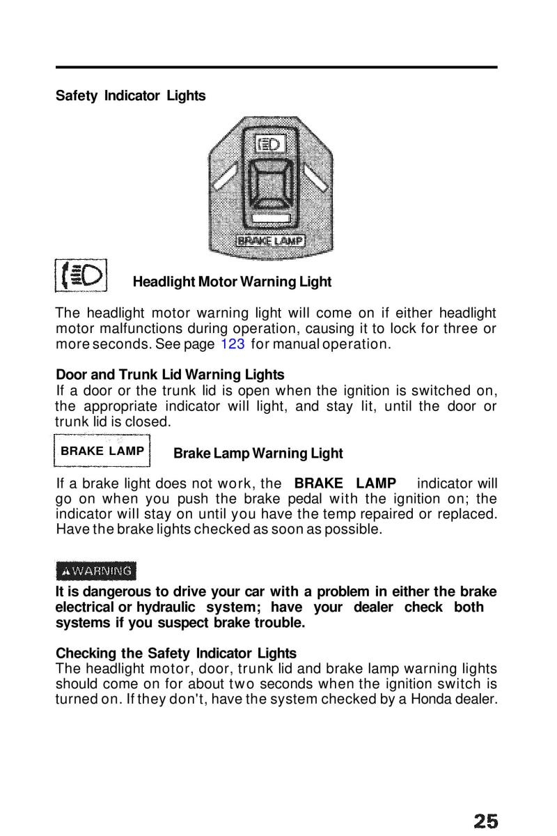 Honda Prelude III 3 owners manual / page 25