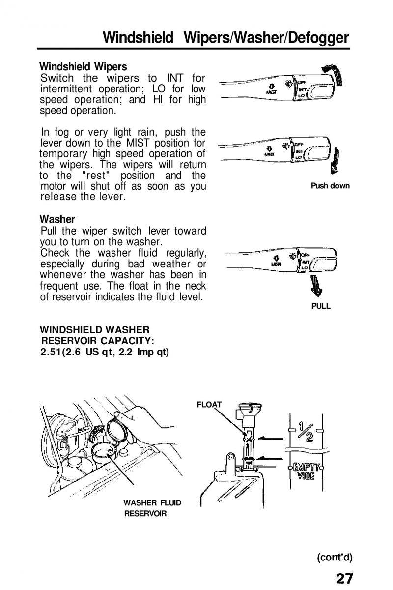 Honda Prelude III 3 owners manual / page 27