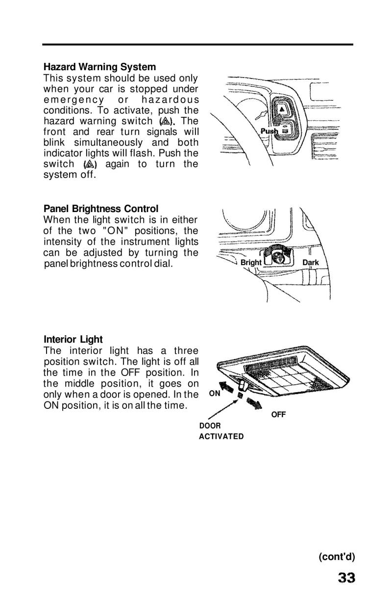 Honda Prelude III 3 owners manual / page 33