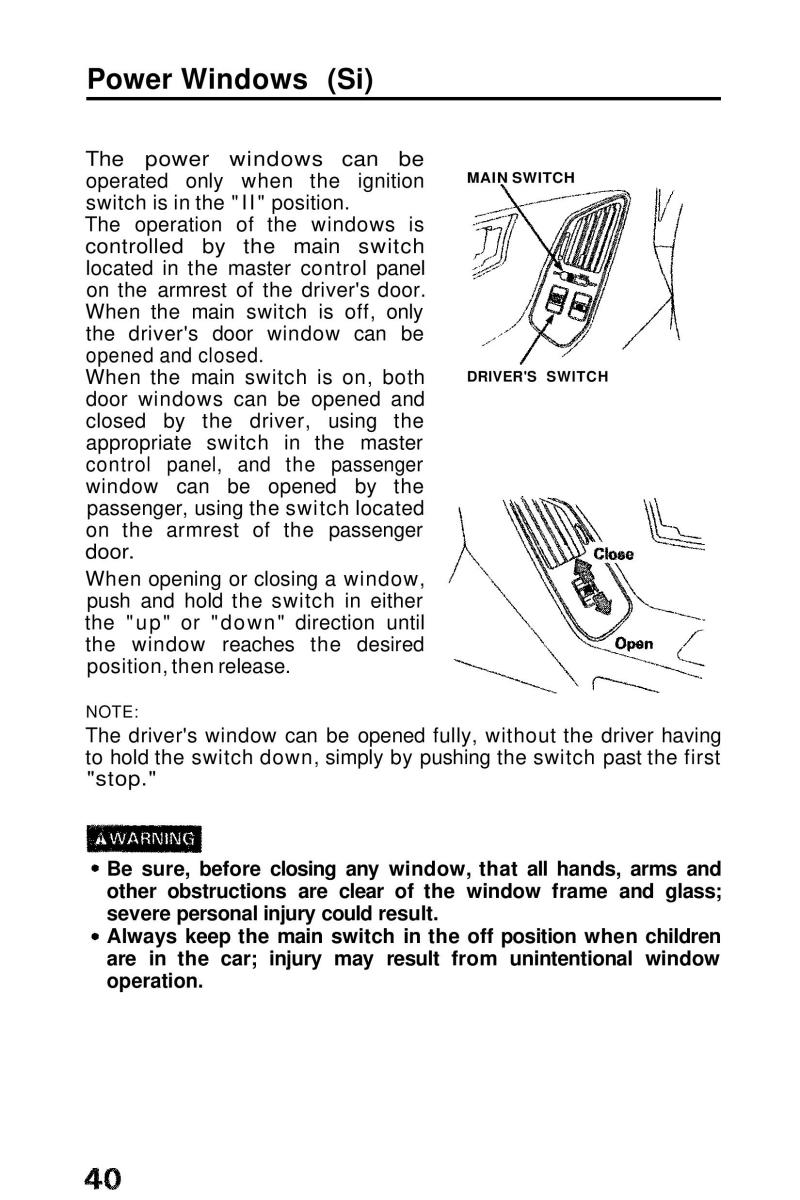 Honda Prelude III 3 owners manual / page 40