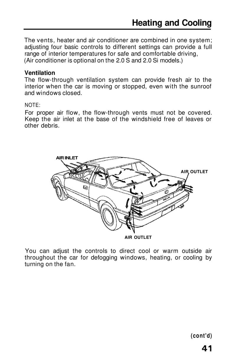 Honda Prelude III 3 owners manual / page 41