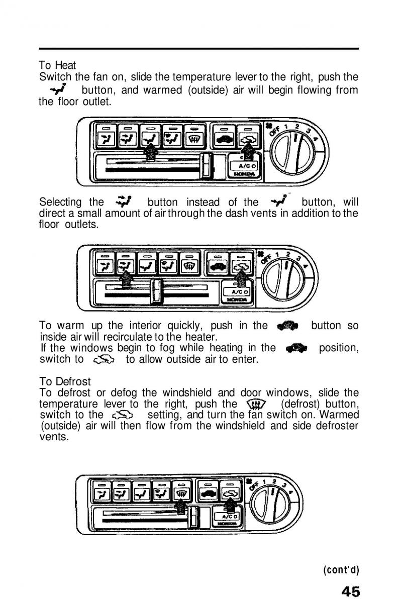 Honda Prelude III 3 owners manual / page 45