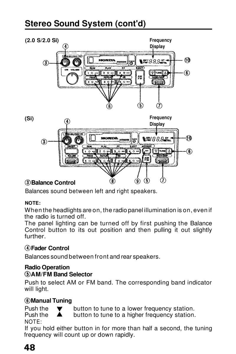 Honda Prelude III 3 owners manual / page 48