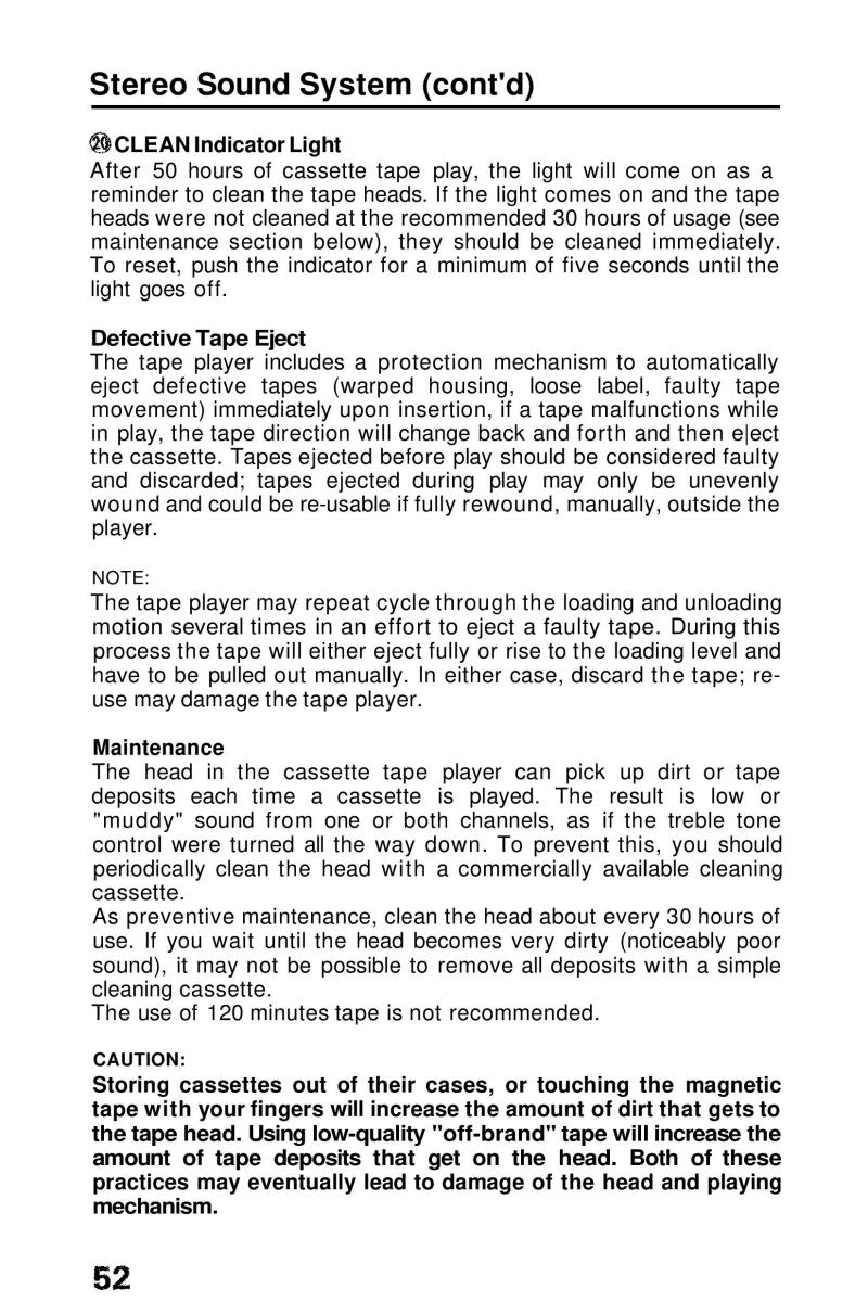 Honda Prelude III 3 owners manual / page 52