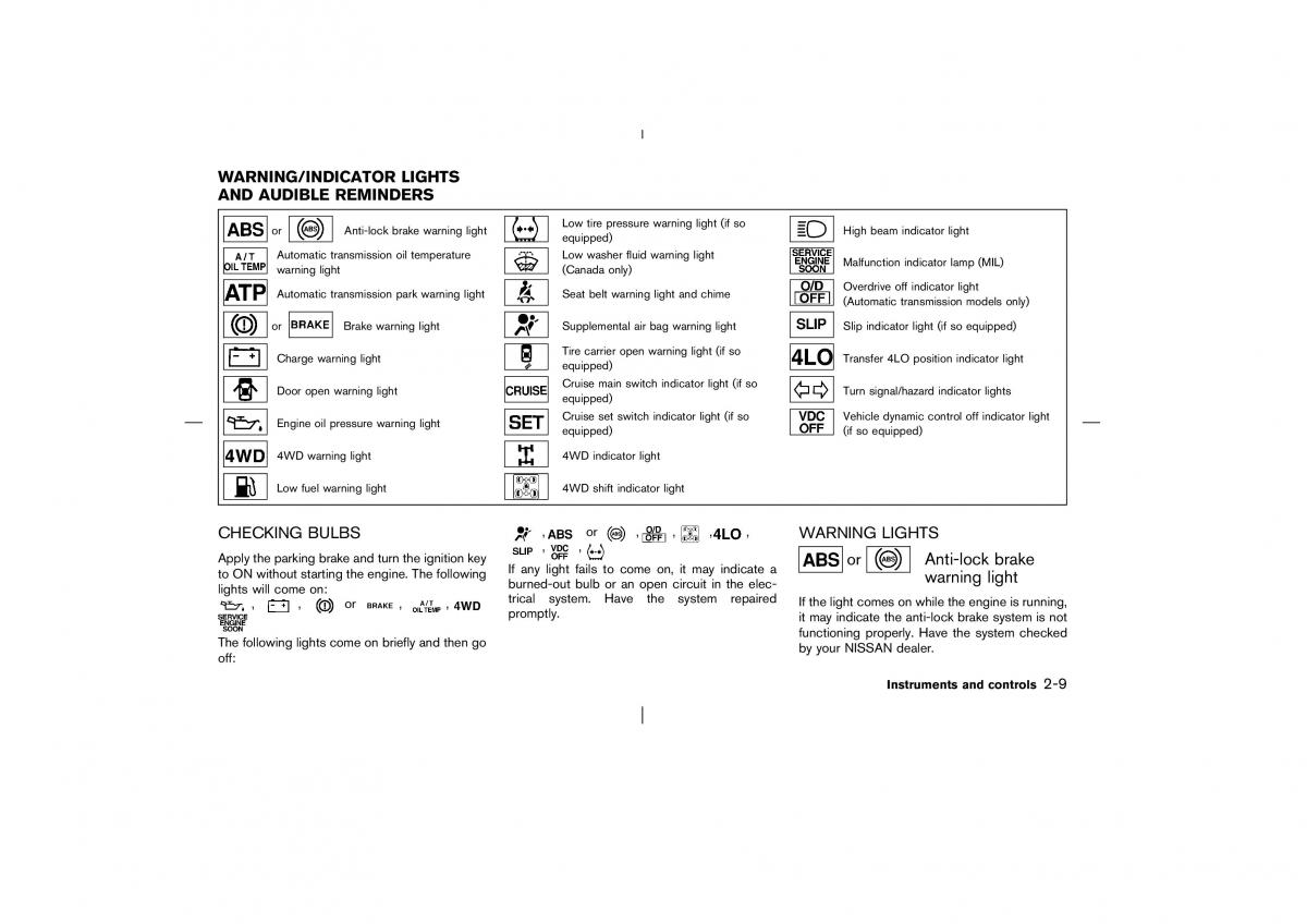 Nissan Pathfinder II 2 owners manual / page 64