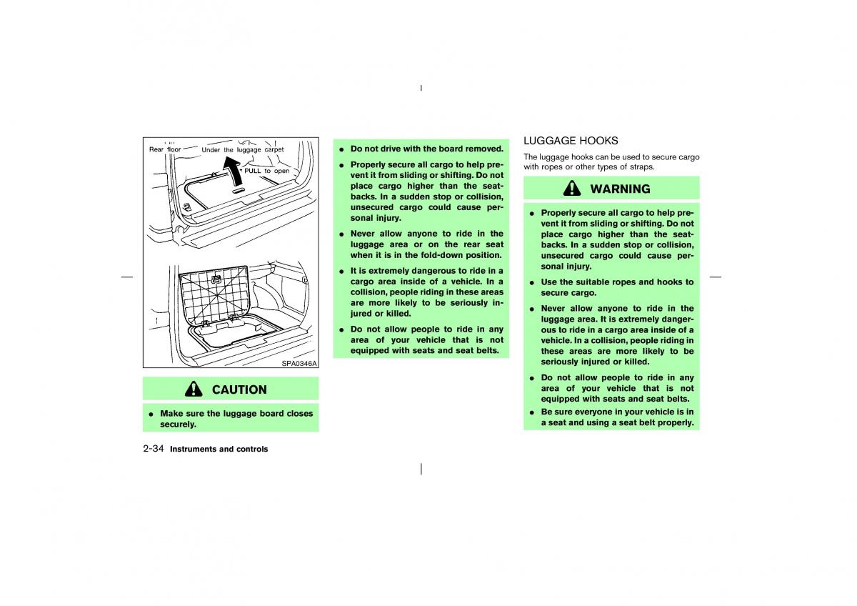 Nissan Pathfinder II 2 owners manual / page 89