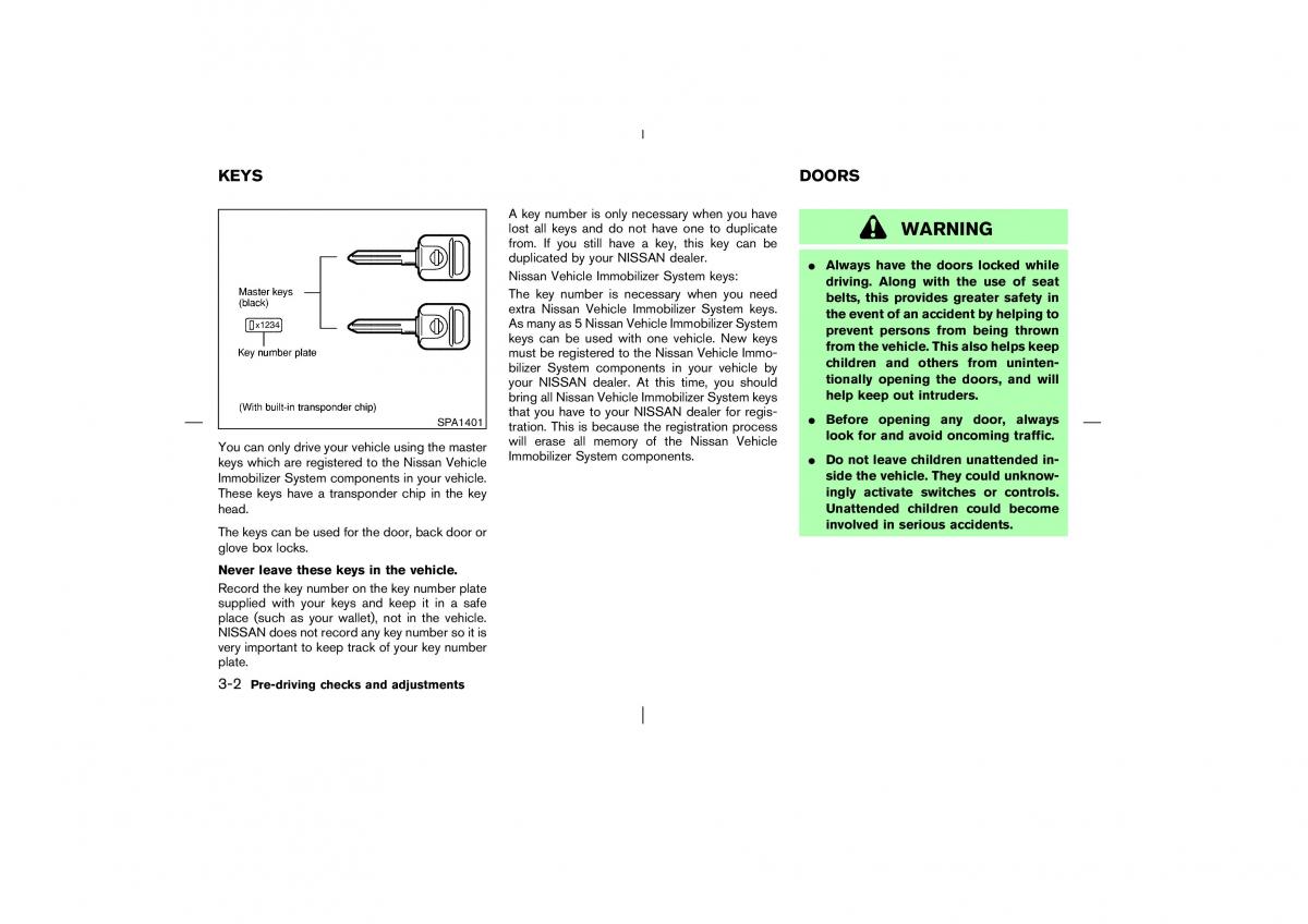 Nissan Pathfinder II 2 owners manual / page 107