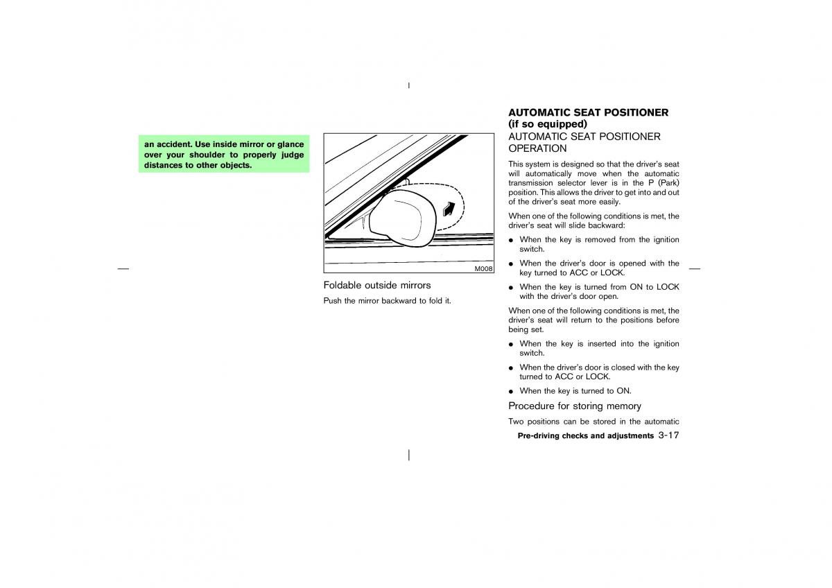 Nissan Pathfinder II 2 owners manual / page 122