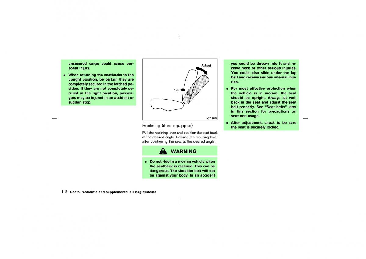 Nissan Pathfinder II 2 owners manual / page 15