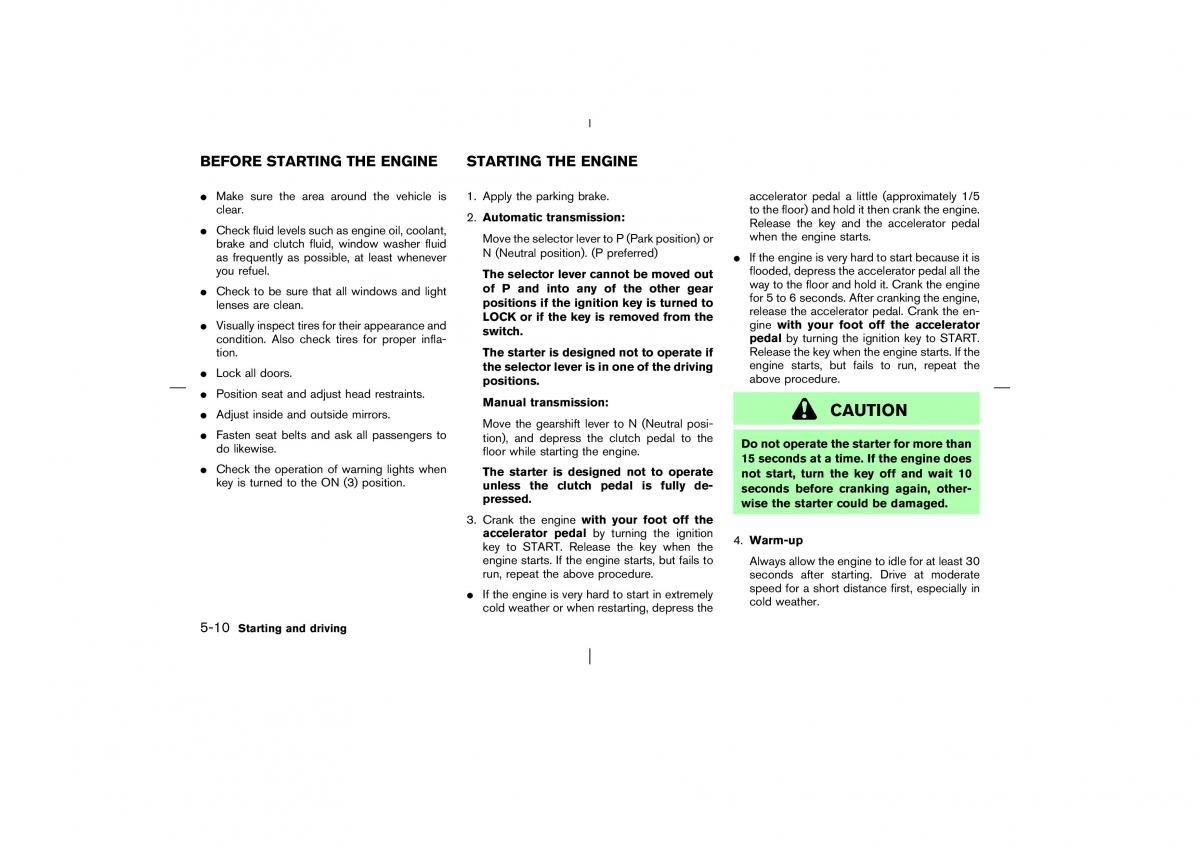 Nissan Pathfinder II 2 owners manual / page 167