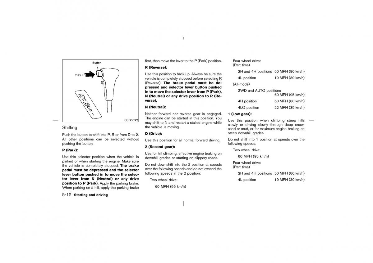 Nissan Pathfinder II 2 owners manual / page 169