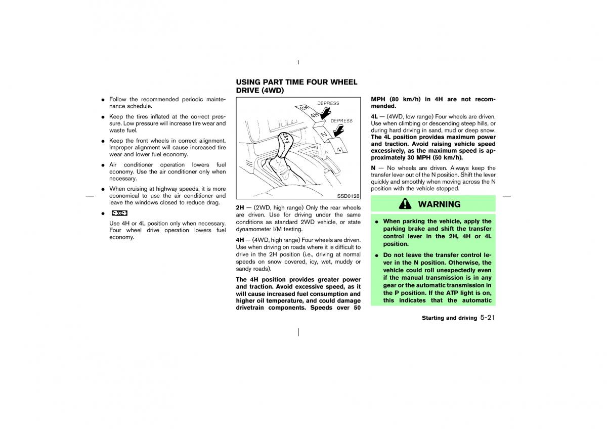 Nissan Pathfinder II 2 owners manual / page 178