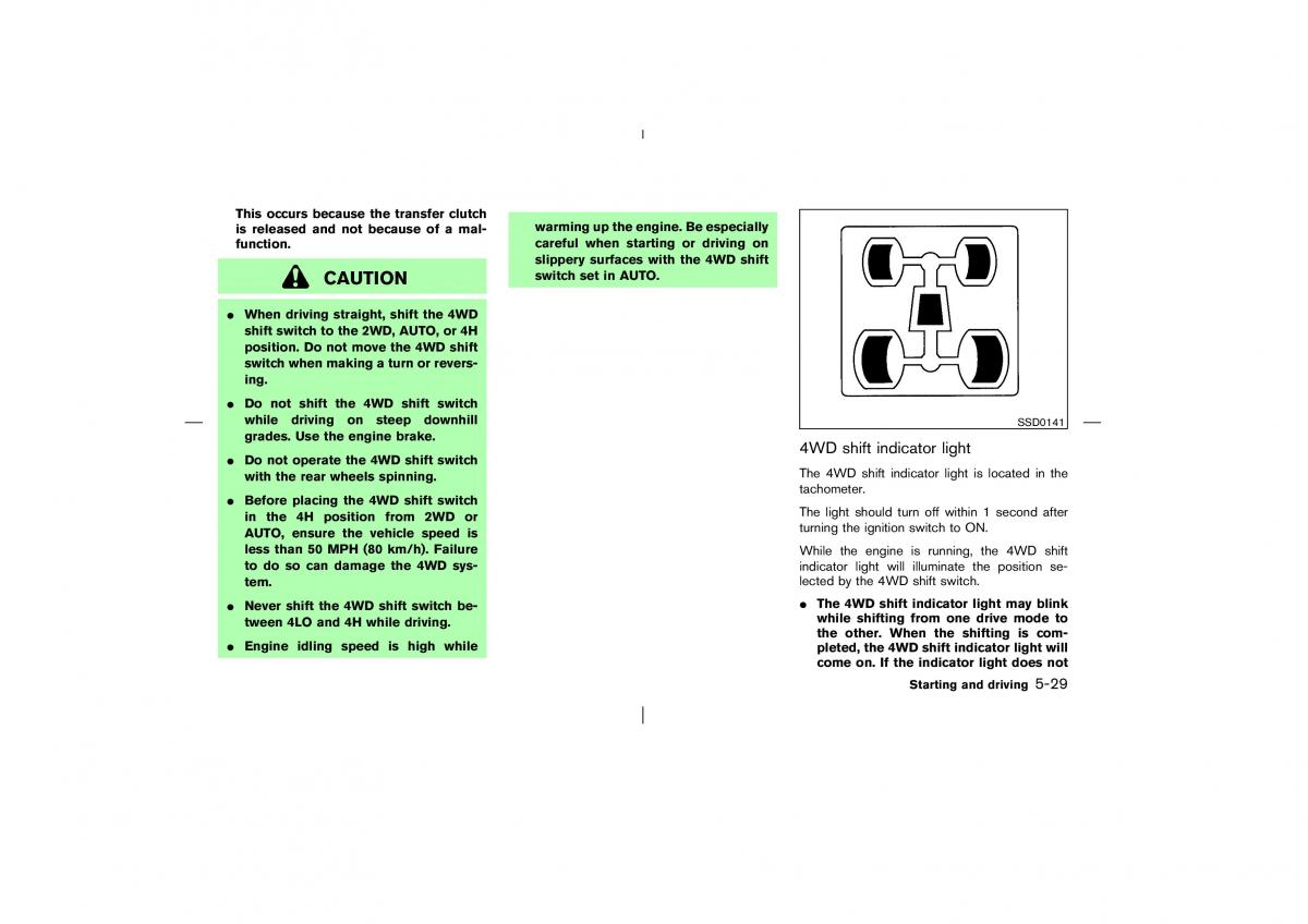 Nissan Pathfinder II 2 owners manual / page 186