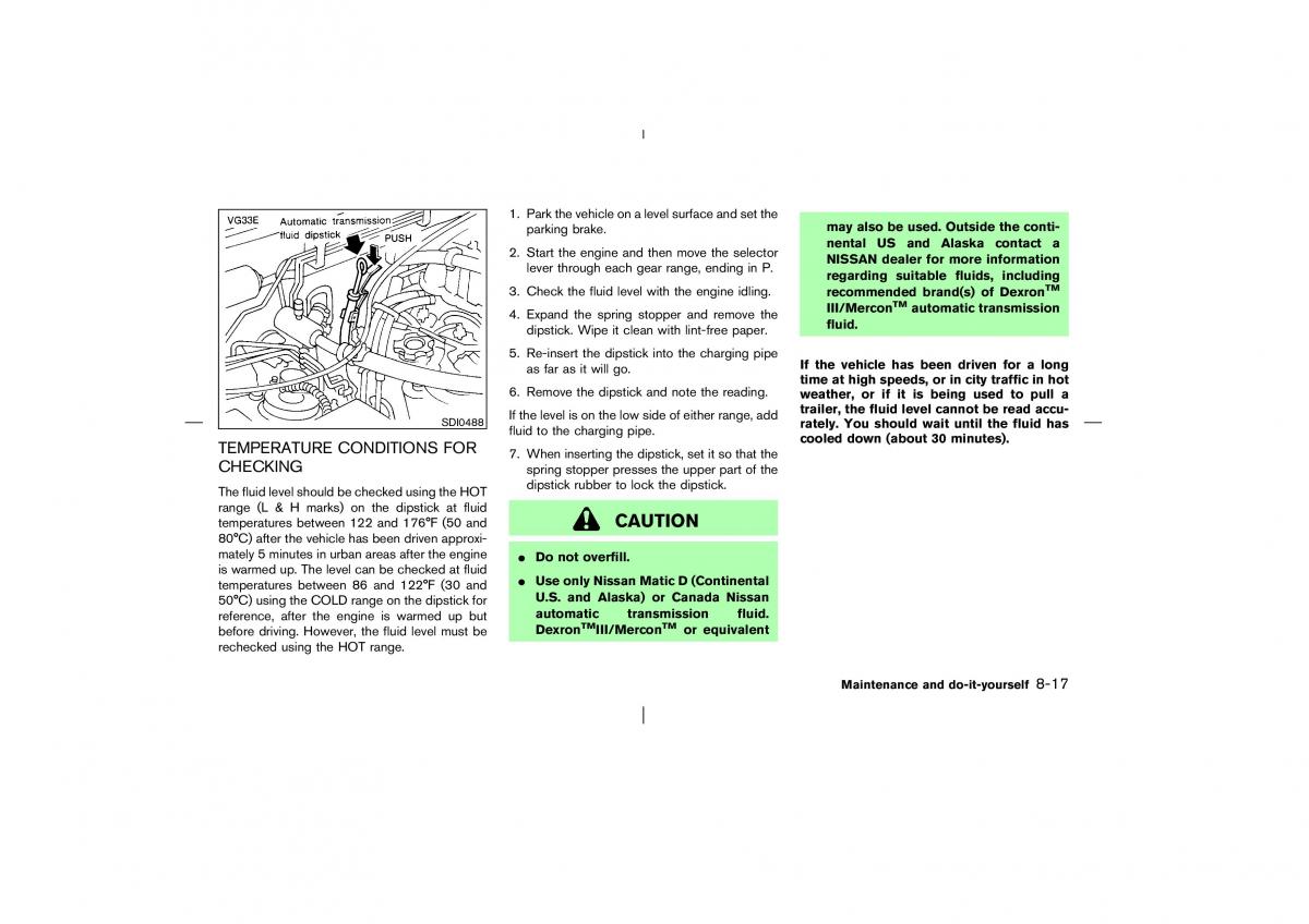 Nissan Pathfinder II 2 owners manual / page 238