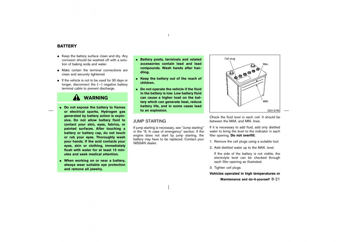 Nissan Pathfinder II 2 owners manual / page 242