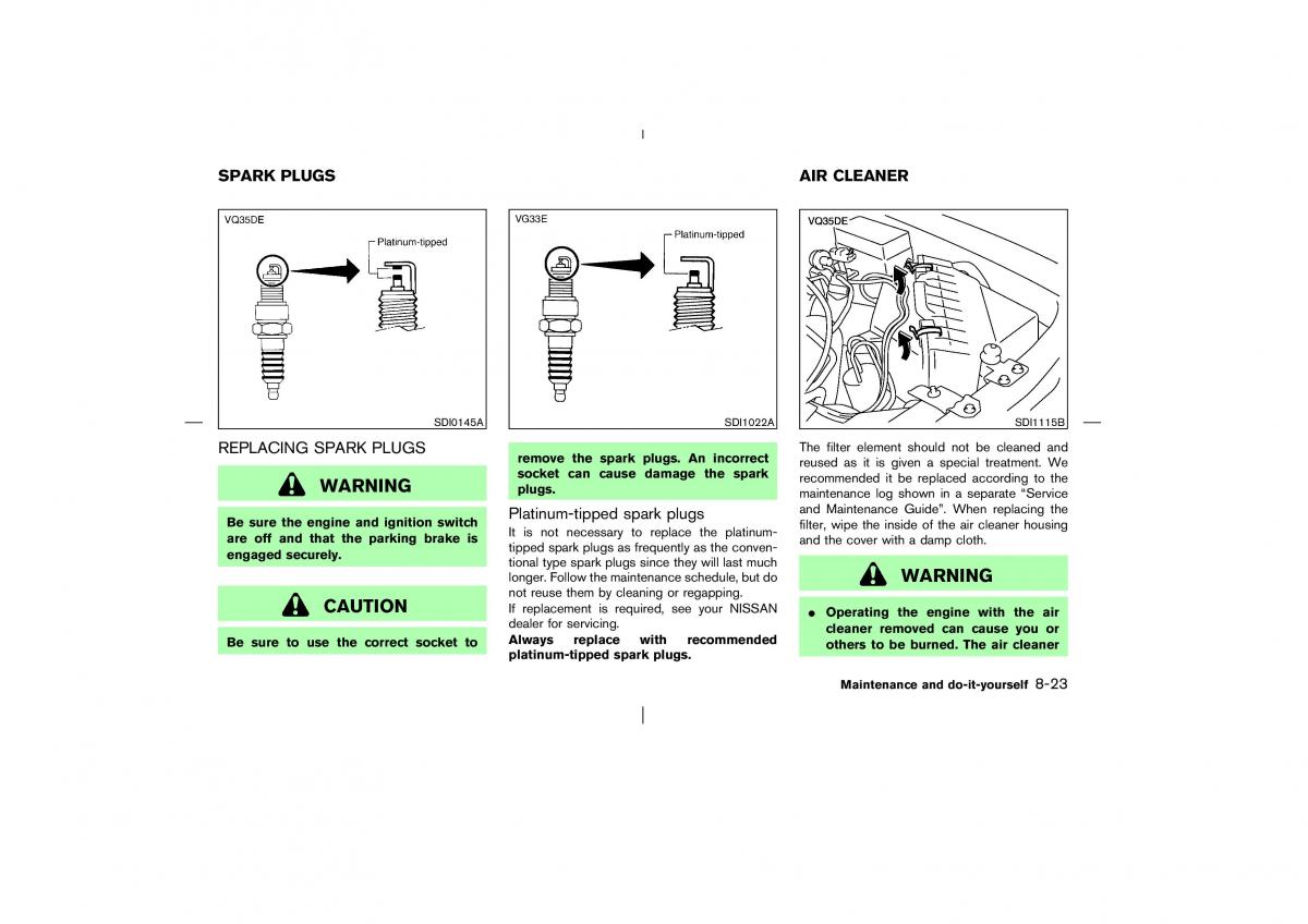 Nissan Pathfinder II 2 owners manual / page 244