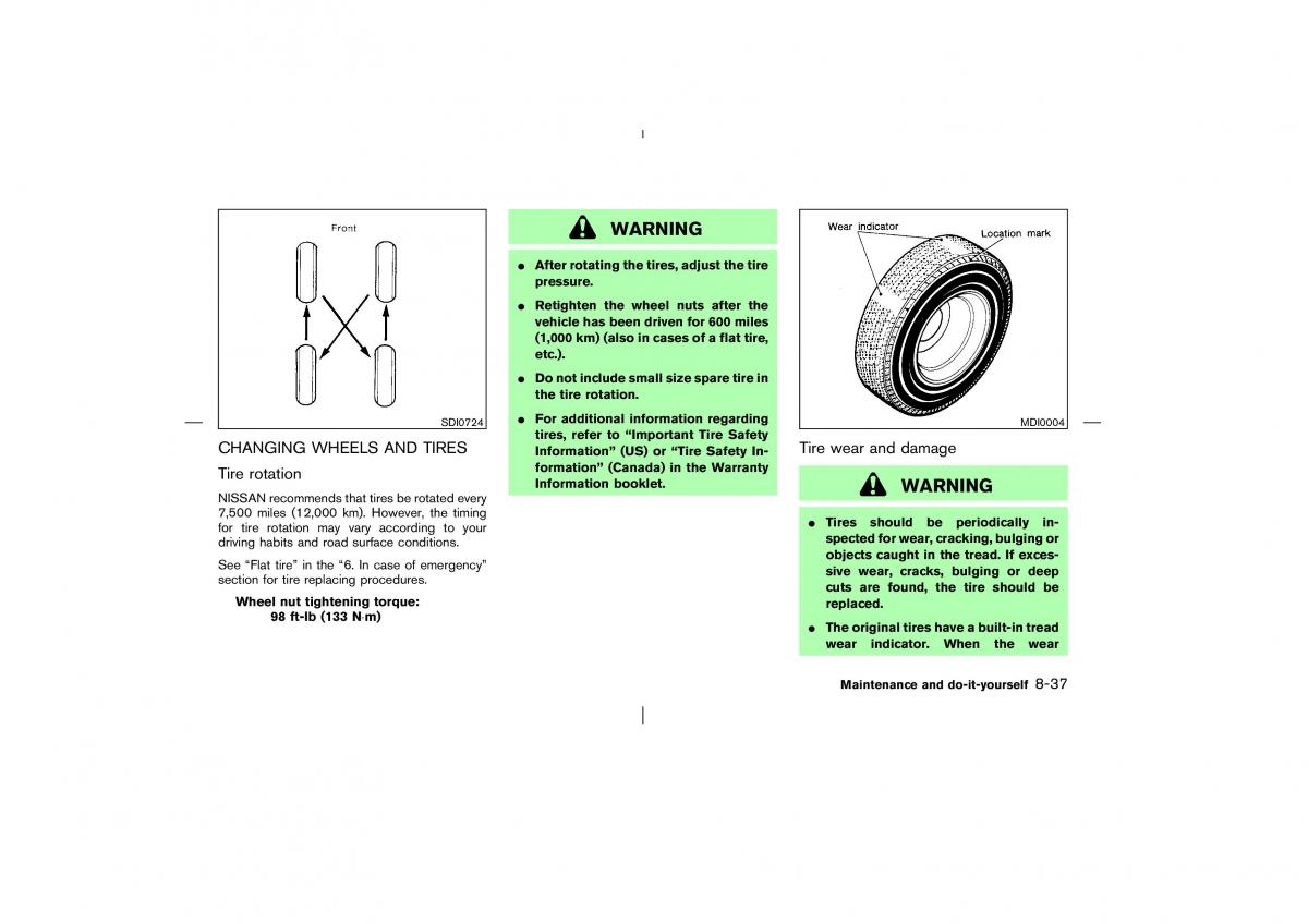 Nissan Pathfinder II 2 owners manual / page 258