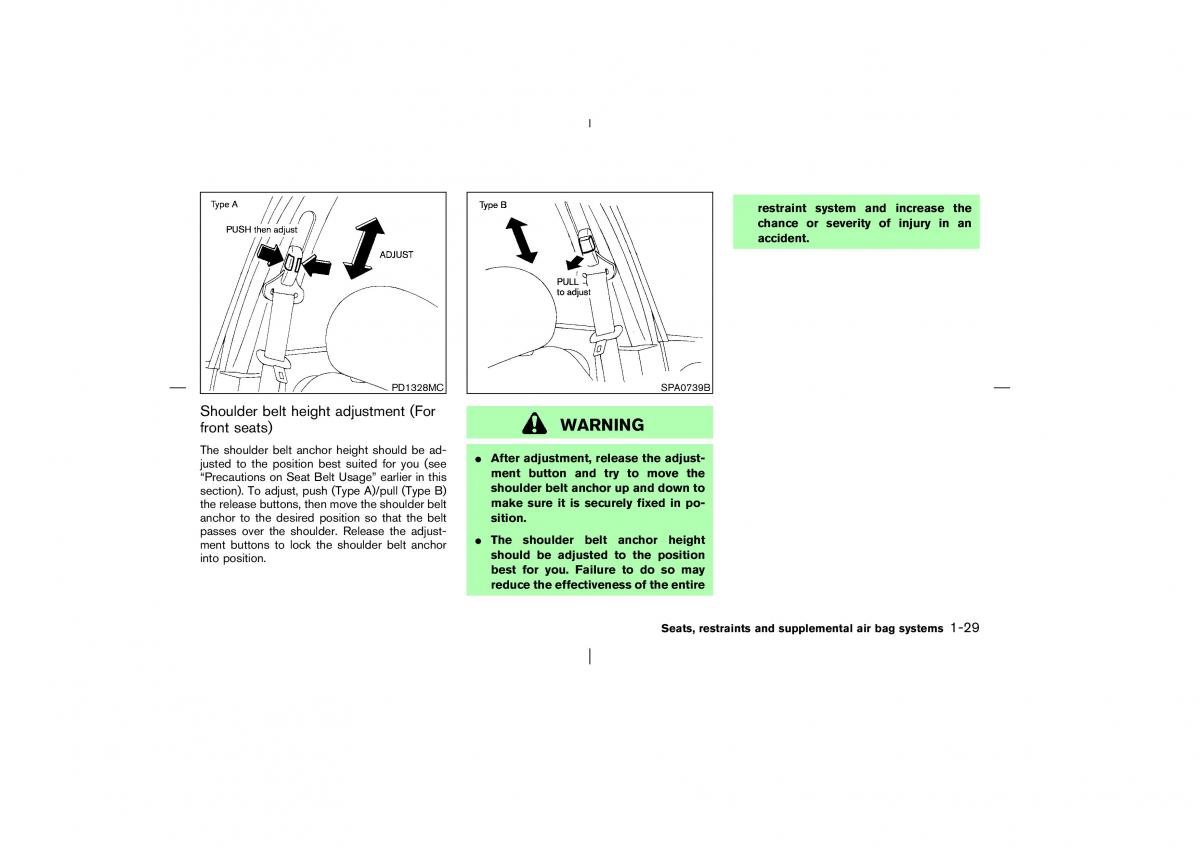 Nissan Pathfinder II 2 owners manual / page 36