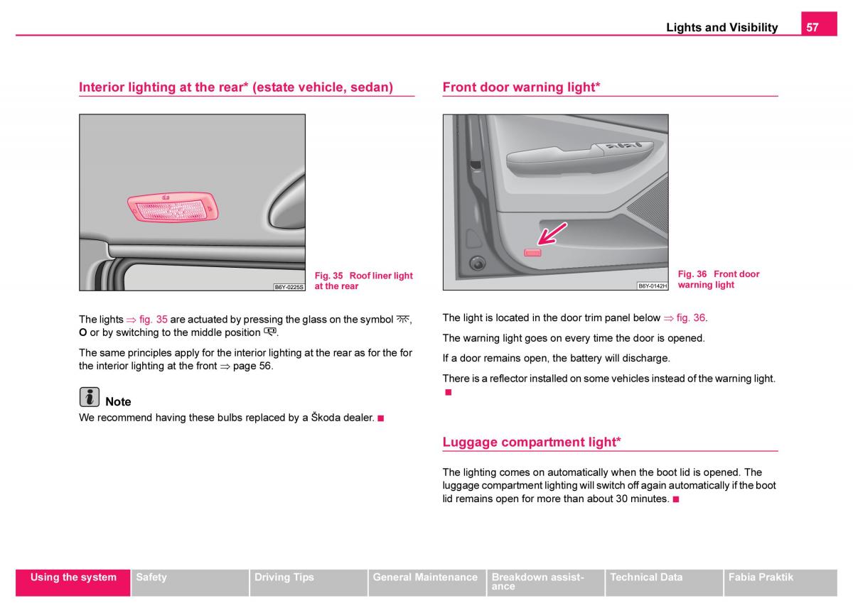 Skoda Fabia I 1 owners manual / page 58