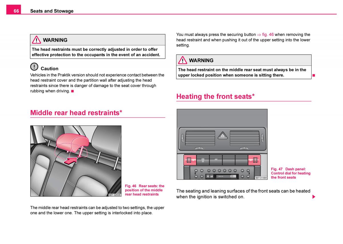 Skoda Fabia I 1 owners manual / page 67