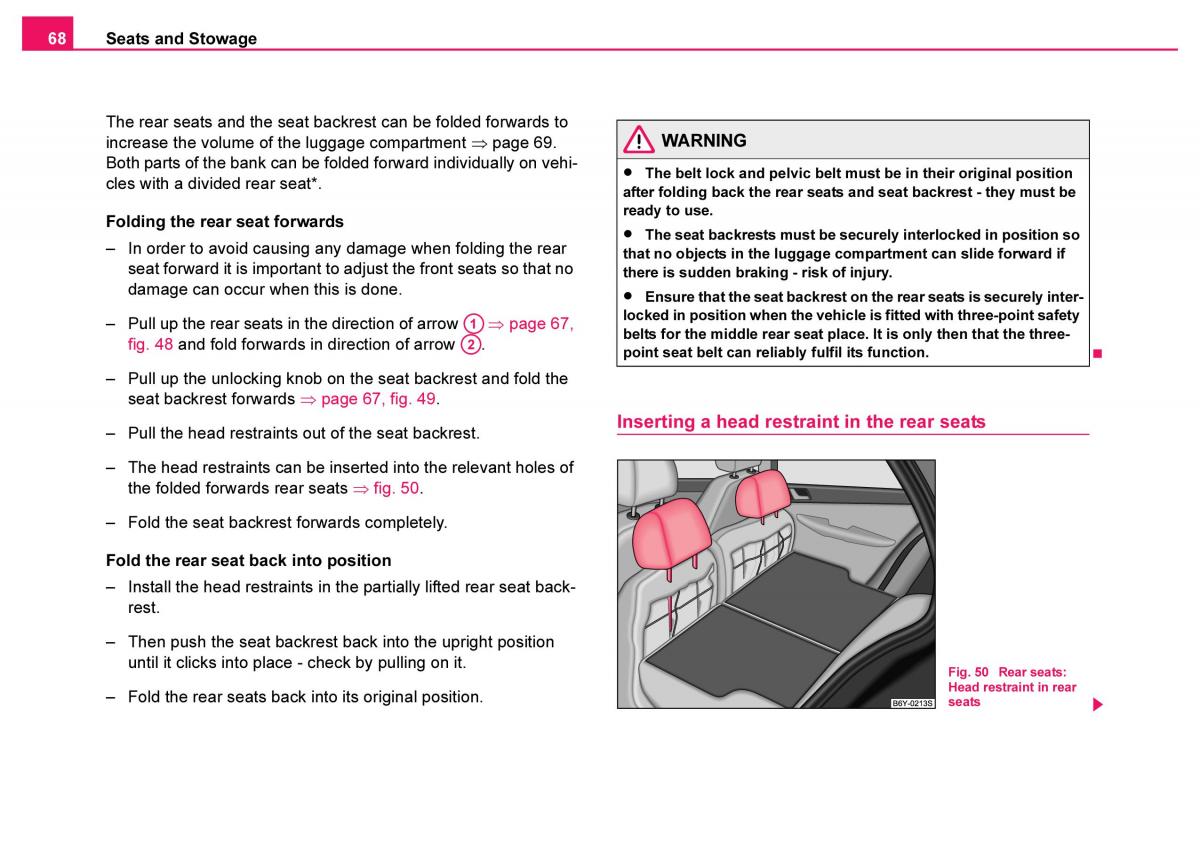 Skoda Fabia I 1 owners manual / page 69