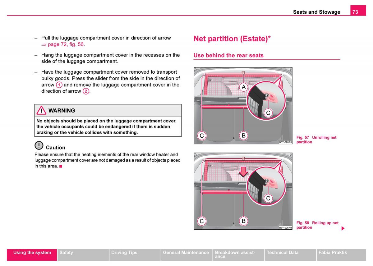 Skoda Fabia I 1 owners manual / page 74