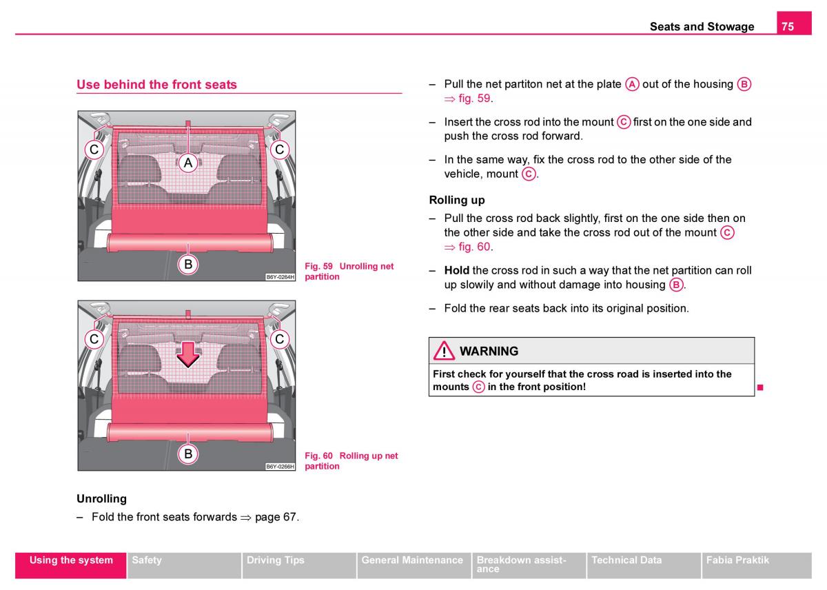 Skoda Fabia I 1 owners manual / page 76