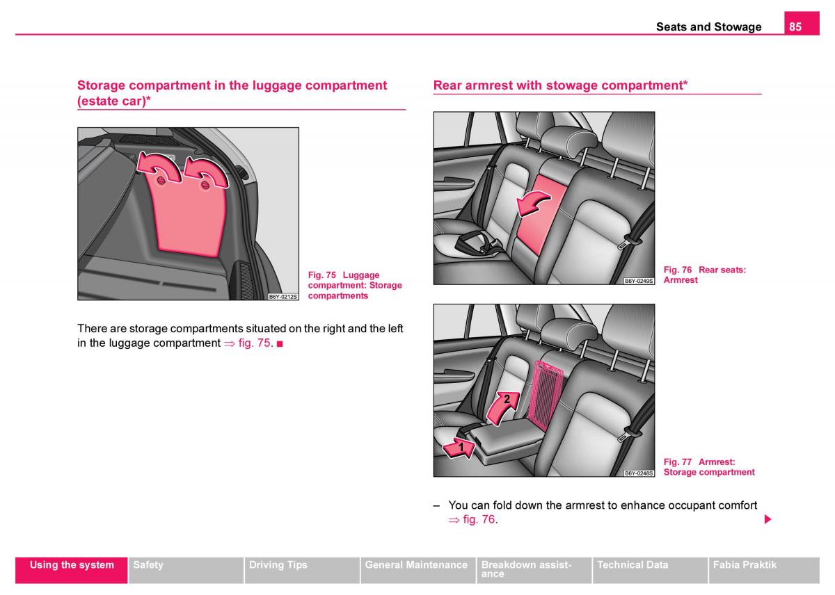 Skoda Fabia I 1 owners manual / page 86