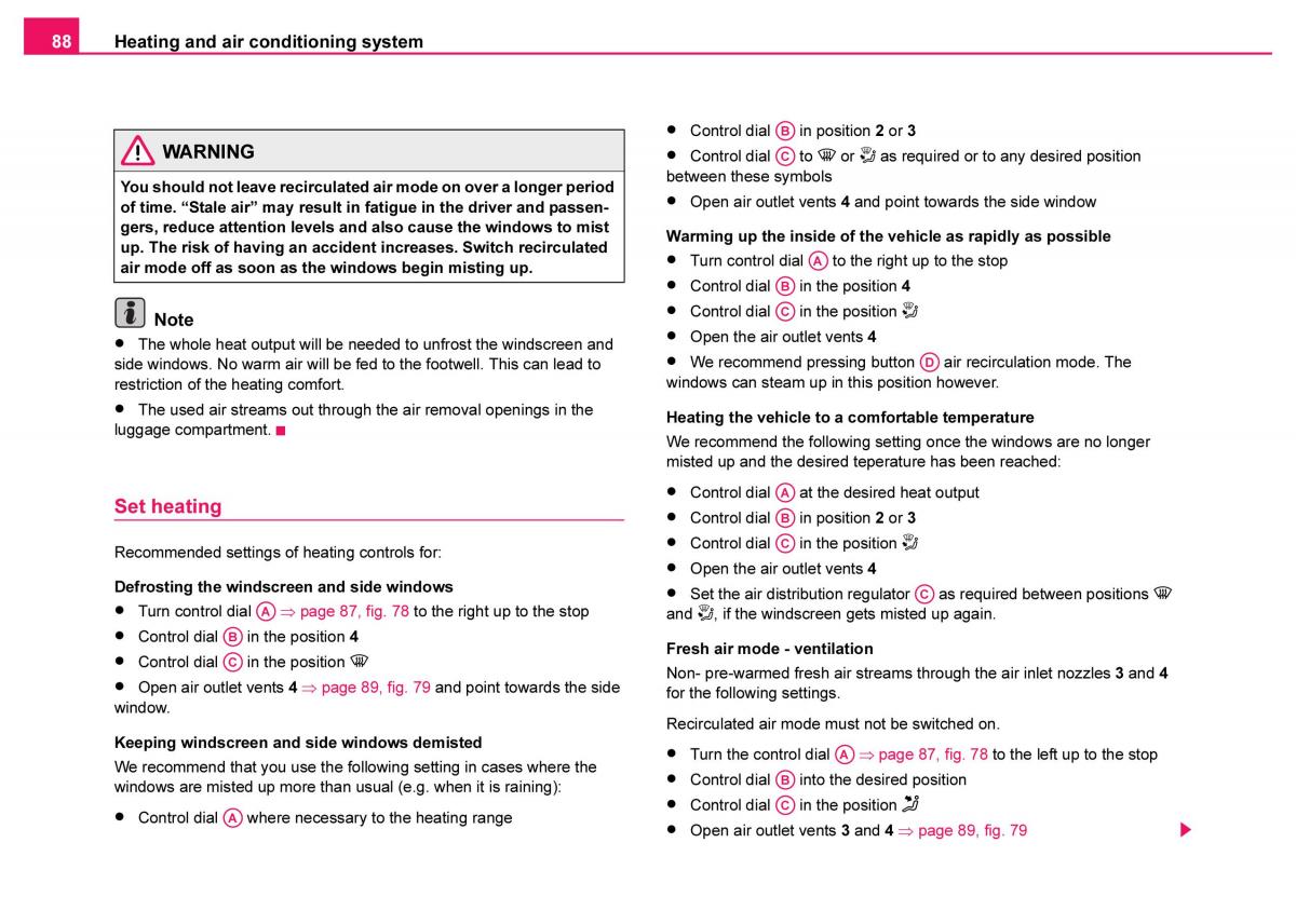 Skoda Fabia I 1 owners manual / page 89