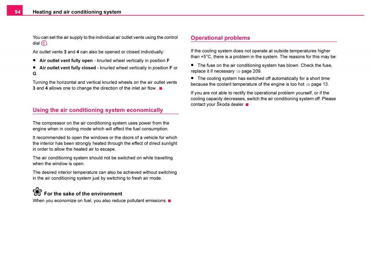 Skoda Fabia I 1 owners manual / page 95