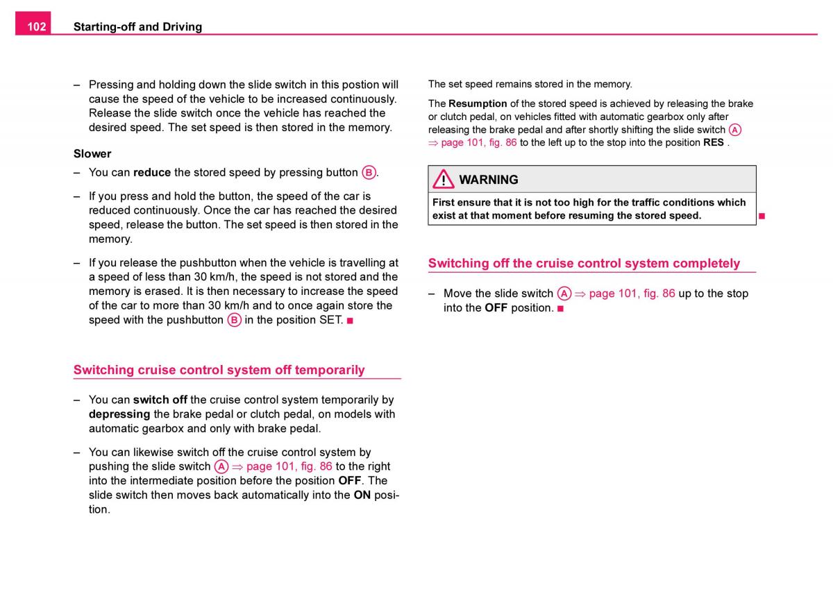 Skoda Fabia I 1 owners manual / page 103