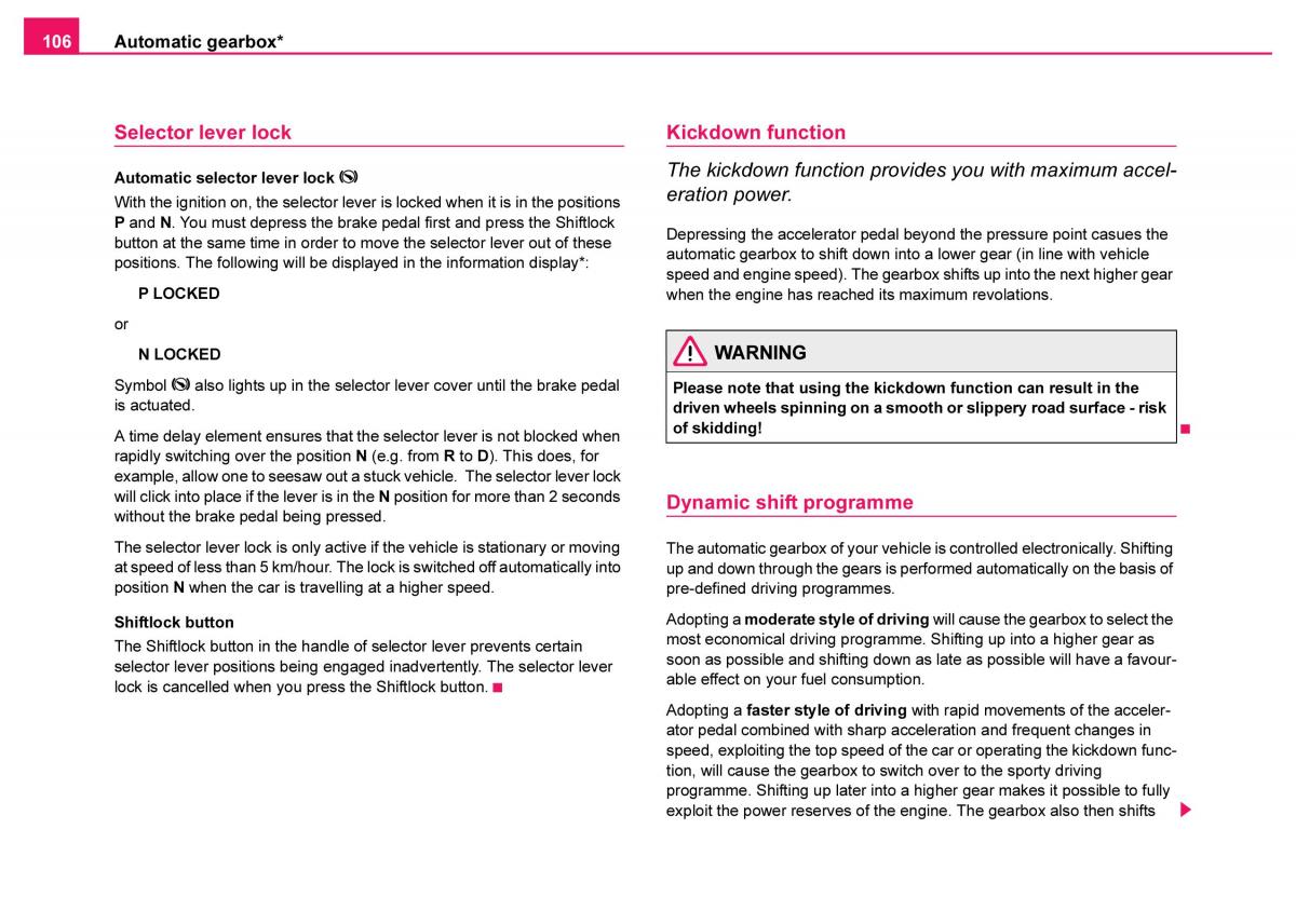 Skoda Fabia I 1 owners manual / page 107