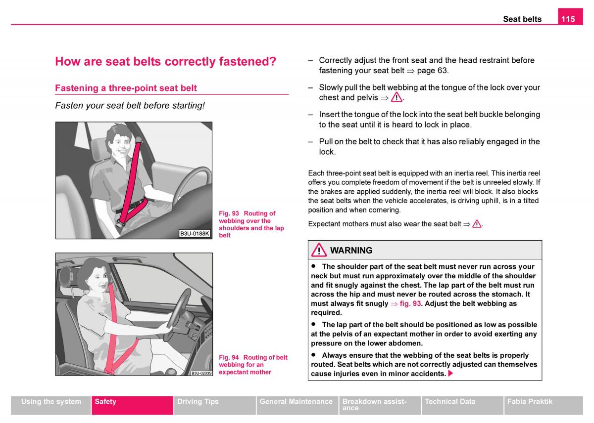 Skoda Fabia I 1 owners manual / page 116