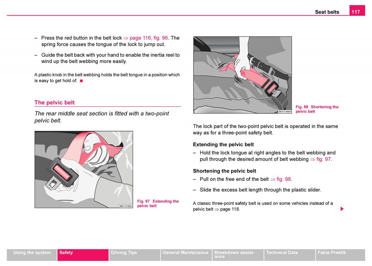 Skoda Fabia I 1 owners manual / page 118