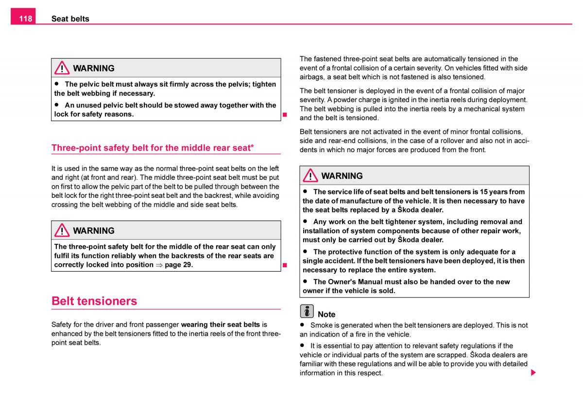 Skoda Fabia I 1 owners manual / page 119