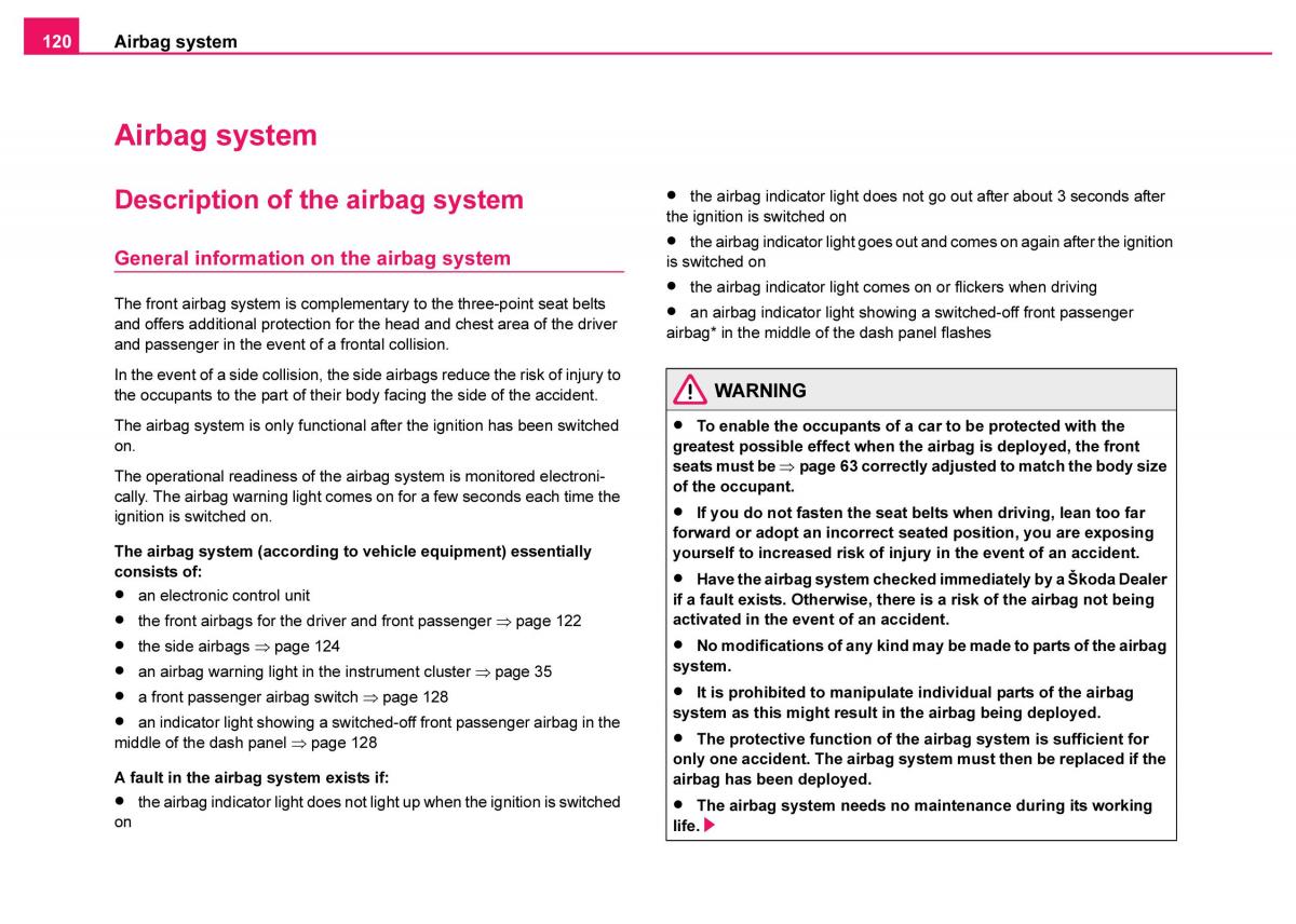 Skoda Fabia I 1 owners manual / page 121