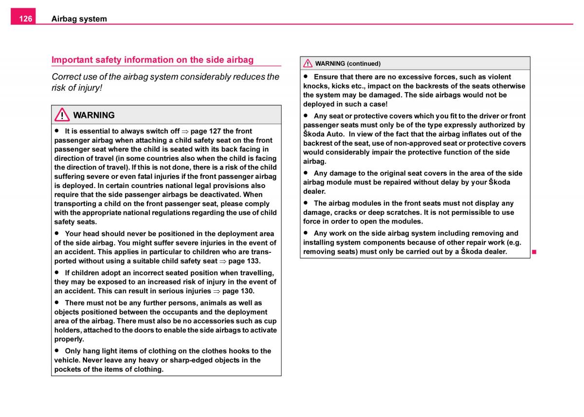 Skoda Fabia I 1 owners manual / page 127