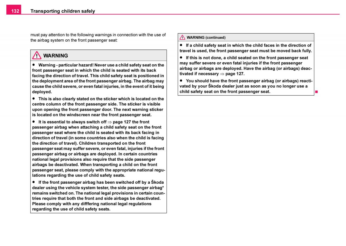 Skoda Fabia I 1 owners manual / page 133