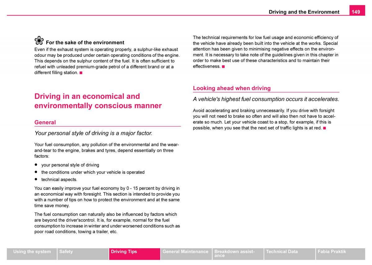 Skoda Fabia I 1 owners manual / page 150